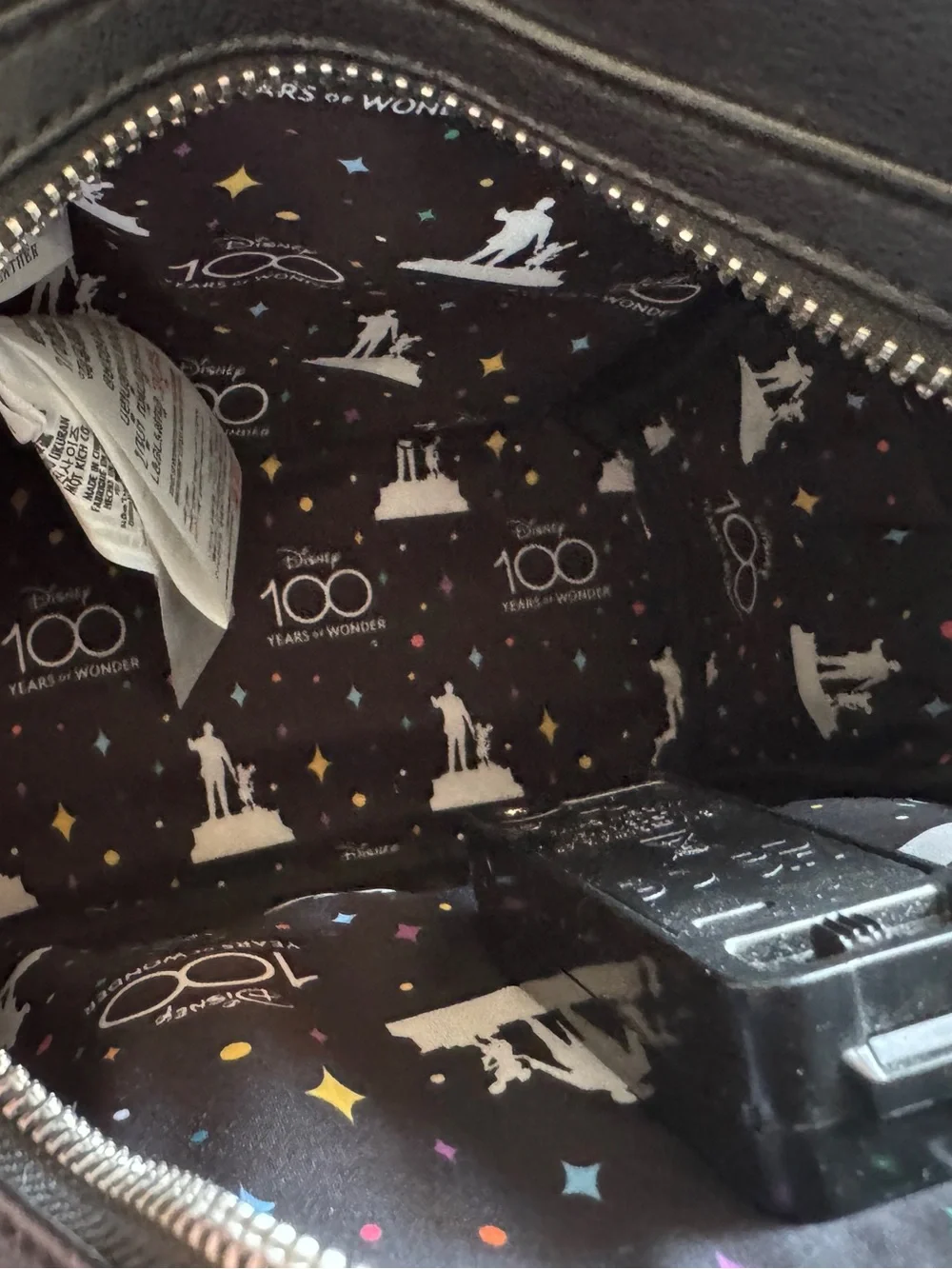 Loungefly Black Fireworks Mini Backpack w/Matching Wallet 100th year celebration